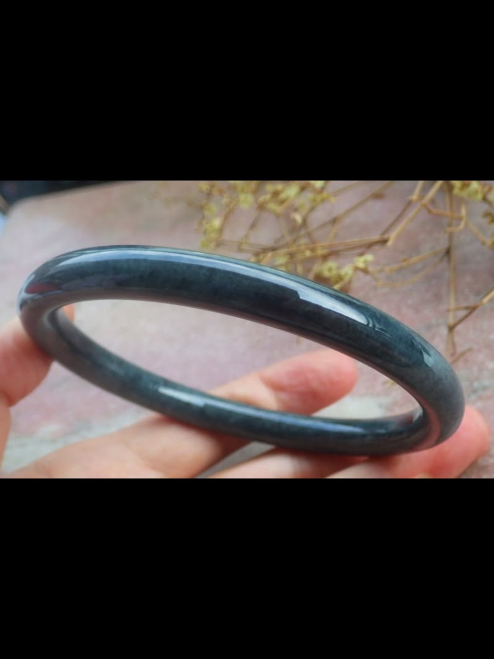 Dark green Gray Jade Bangle Bracelet jadeite certificate luck 70mm 8.5inches